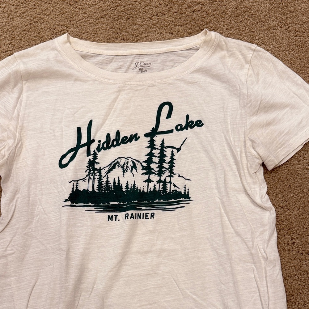 J. Crew Cream Tee with Green Graphic